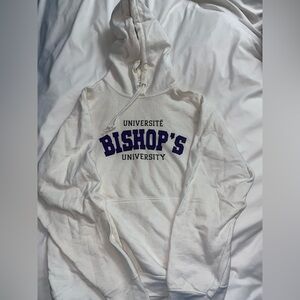 White University Hoodie with Purple Text